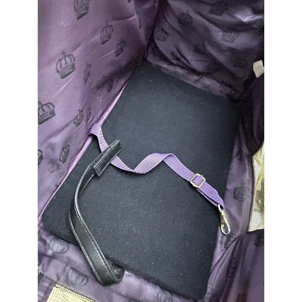 Pet Carrier Juicy Style Royalty Purple Velour Gold Mesh Small Dog Cat Travel Bag